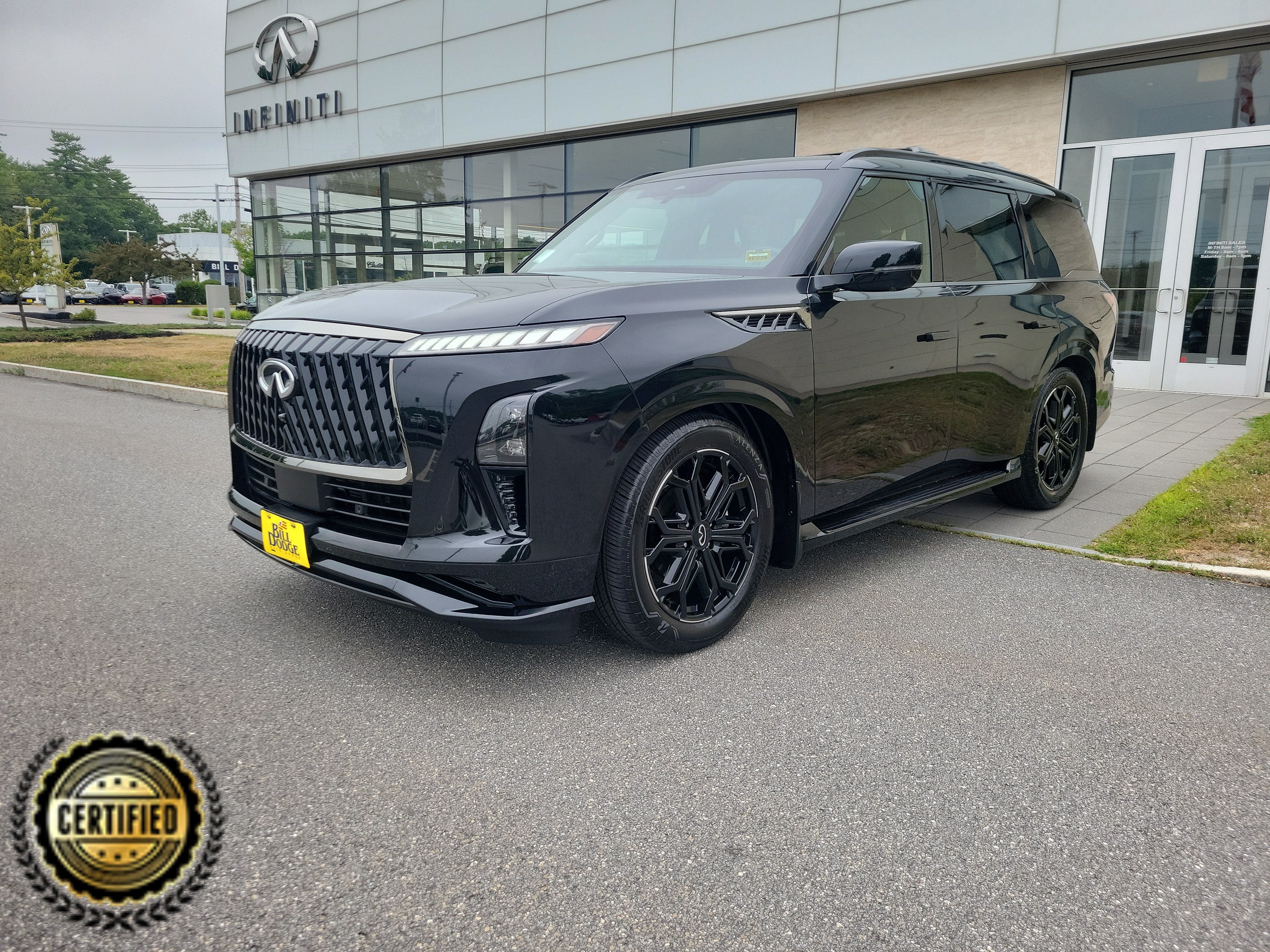 2026 INFINITI QX80 Sport 4WD in Mineral Black — front three-quarter view